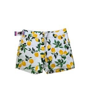 Isaac Mizrahi White Lemon Print Women's Shorts